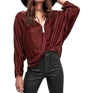 New Free People x CP Shades Velvet Dolman Sleeve Brown Shade Top Size Medium